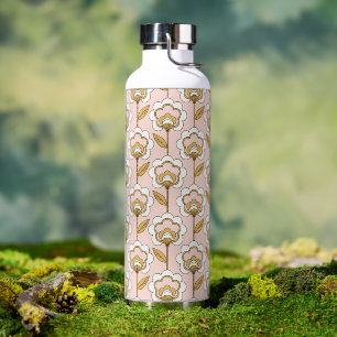 Retro Garden Pink Floral Pattern Waterfles