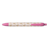 Retro Garden Pink Floral Pattern Zwarte Inkt Pen (Achterkant)