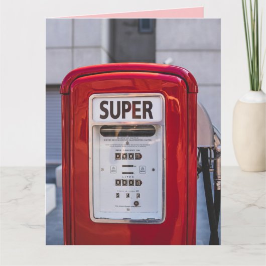 RETRO GAS PUMP SUPER BIRTHDAY FUNNY KAARTEN (Voorkant)