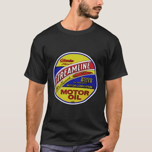 Retro  Gas Streamline Motor Olie Auto Bikes G T-shirt (Voorkant)