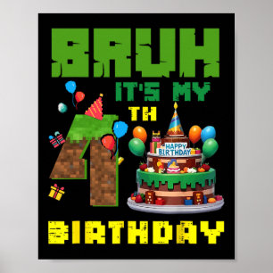 Retro gast het is mijn 4e verjaardag Pixel Cake Ga Poster