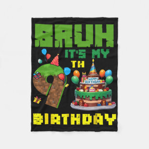 Retro gast het is mijn 9e verjaardag pixel cake ga fleece deken