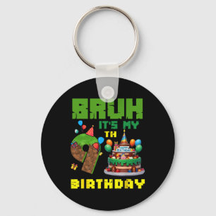 Retro gast het is mijn 9e verjaardag pixel cake ga sleutelhanger