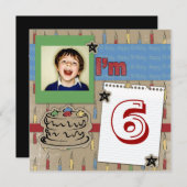 rétro gâteau bougie garçon photo invitations anniv (Devant / Derrière)