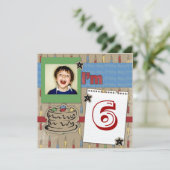 rétro gâteau bougie garçon photo invitations anniv (Debout devant)