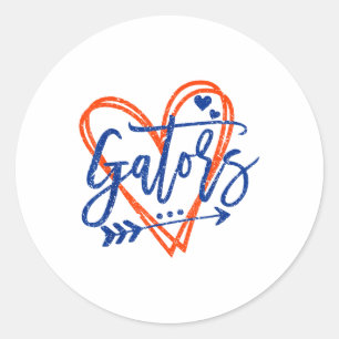 Retro Gators Hart Naam Kleding Design voor Mannen Ronde Sticker
