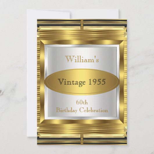 Retro Gatsby Deco 60th Birthday Party Kaart (Voorkant)