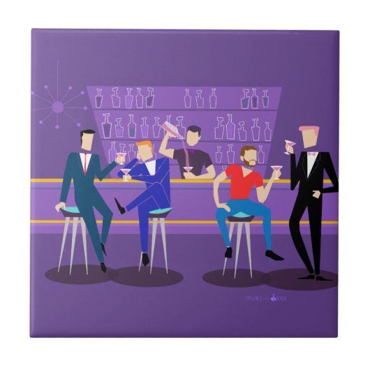 Retro Gay Bar keramische tegels Tegeltje (Voorkant)