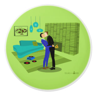 Retro Gay Couple in Love Keramische Knop