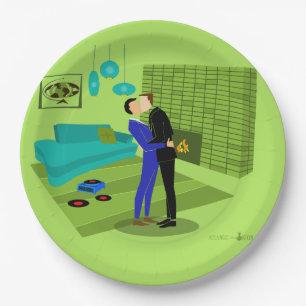 Retro Gay Couple in Love Papieren Bordje