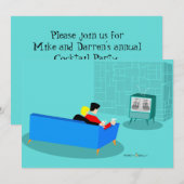 Retro Gay Couple Regarder TV Invitation (Devant / Derrière)