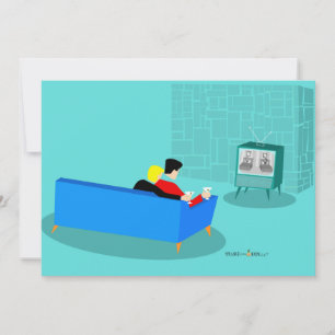 Retro Gay Couple Regarder TV Invitation
