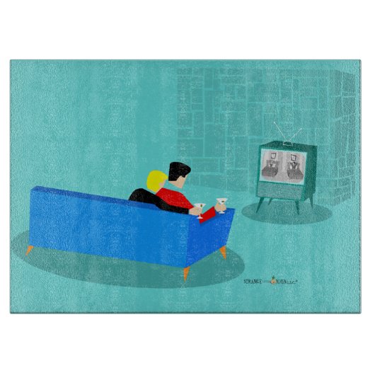 Retro Gay Couple TV Cutting Board bekijken Snijplank (Voorkant)