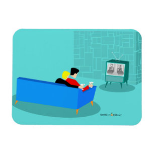 Retro Gay Couple TV Flexibele fotomagneet bekijken Magneet