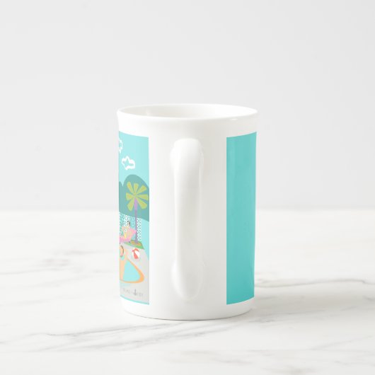 Retro Gay Pool Party Bone China Mok (Achterkant)