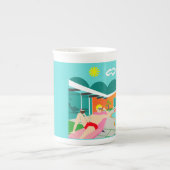 Retro Gay Pool Party Bone China Mok (Voorkant)