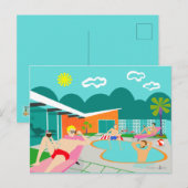 Retro Gay Pool Party Briefkaart (Voorkant / Achterkant)