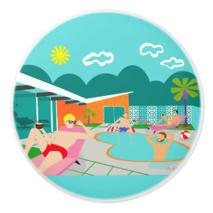 Retro Gay Pool Party Ceramic Pull Keramische Knop