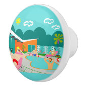 Retro Gay Pool Party Ceramic Pull Keramische Knop (Rechts)