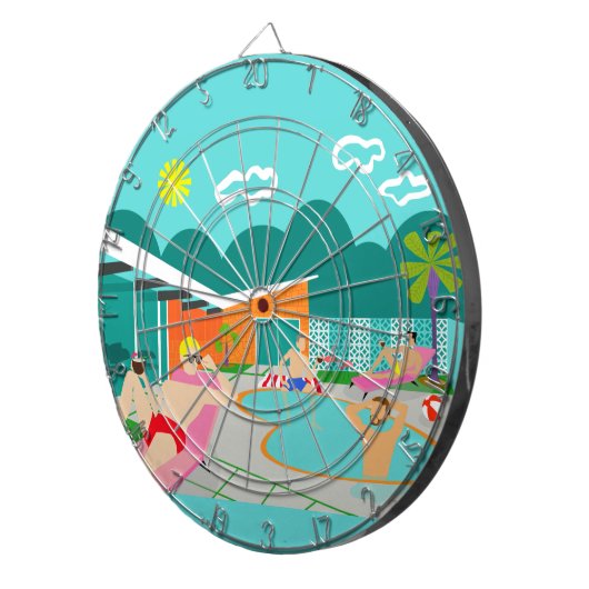 Retro Gay Pool Party Dart Board Dartbord (Voorkant Rechts)