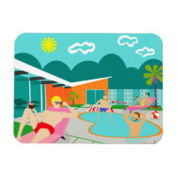 Retro Gay Pool Party Flexibele Magneet