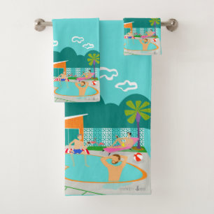 Retro Gay Pool Party-handdoekset Bad Handdoek