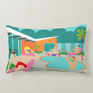 Retro Gay Pool Party Lumbar Pillow Kussen