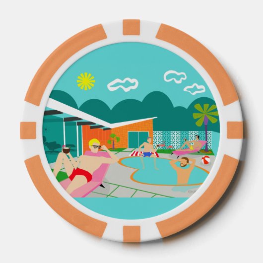 Retro Gay Pool Party Poker Chip (Voorkant)