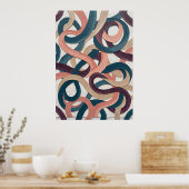 Retro gebogen lijnen abstracte poster (Keuken)
