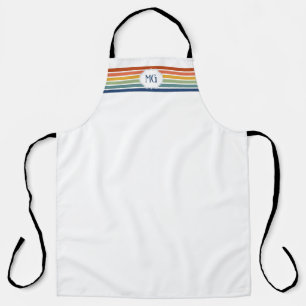Retro Geborduurd Minimalistisch Strepen Schort