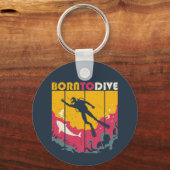  retro, geboren om te duiken sleutelhanger (Voorkant)