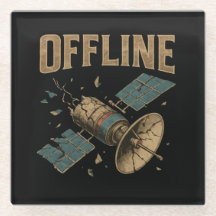 Retro Gebroken Satelliet "OFFLINE" Ruimte Kunst
