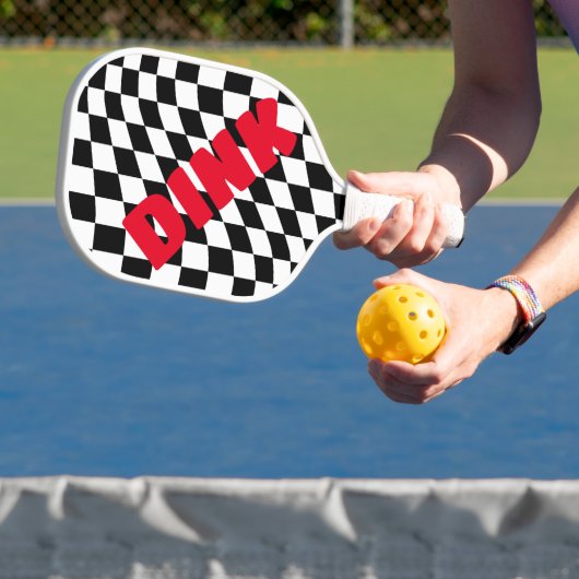 Retro Gecontroleerd Patroon zwart-wit Pickleball Paddle (Insitu)