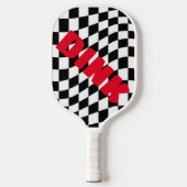 Retro Gecontroleerd Patroon zwart-wit Pickleball Paddle (Voorkant)
