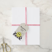 Retro  gecontroleerd verjaardagszwart Dank u Cadeaulabel (Met Touw)