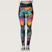 Retro Geek Chic Feline Leggings (Voorkant)