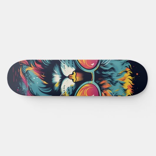Retro Geek Chic Feline Skateboard (Horizontaal)