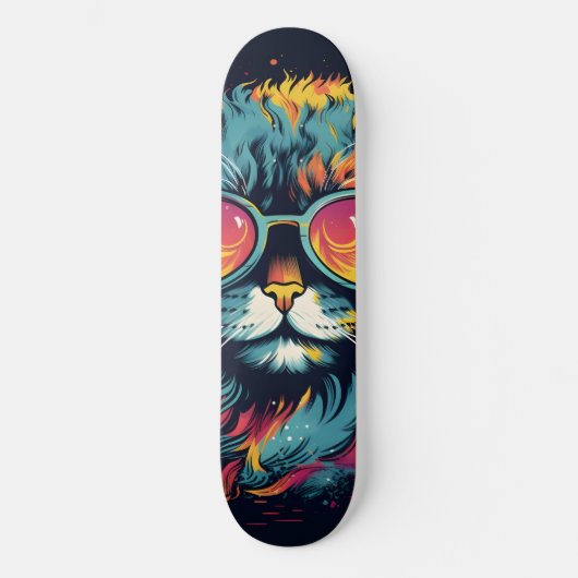 Retro Geek Chic Feline Skateboard (Voorkant)
