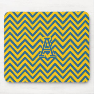 Retro Geel Blauw Chevron Modern Trendy Patroon Muismat