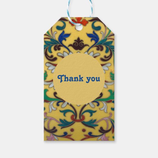 Retro  Geel Bloemen Botanisch Dank u Cadeaulabel (Voorkant)