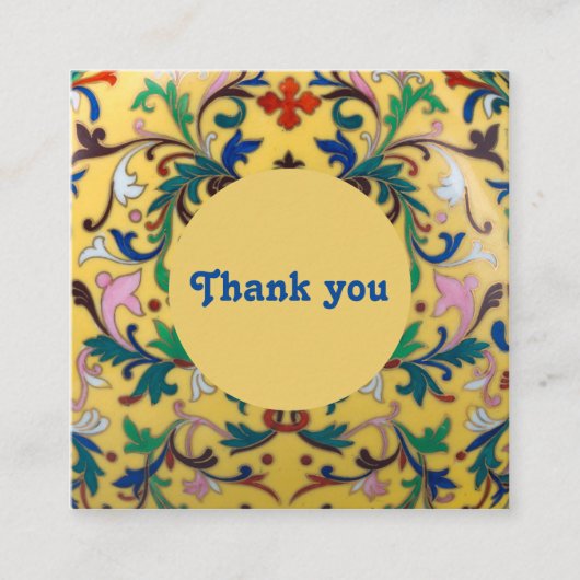 Retro  Geel Bloemen Botanisch Dank u Informatiekaartje (Voorkant)