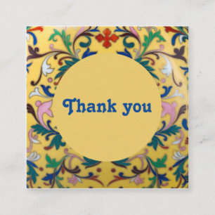 Retro Geel Bloemen Botanisch Dank u Vierkante Visitekaartje