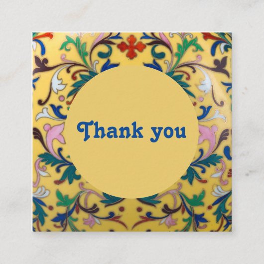 Retro Geel Bloemen Botanisch Dank u Vierkante Visitekaartje (Voorkant)