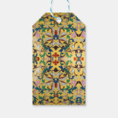 Retro  Geel Bloemen Minton Tegel Botanisch Cadeaulabel (Achterkant)