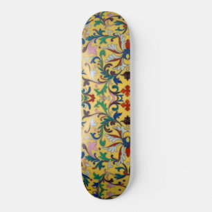 Retro  Geel Bloemen Minton Tegel Botanisch Skateboard