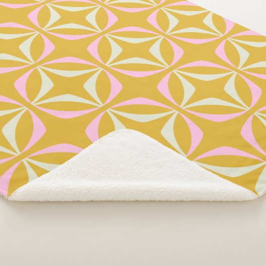 Retro Geel en Roze Mid Century Modern Patroon Sherpa Deken (3/4)