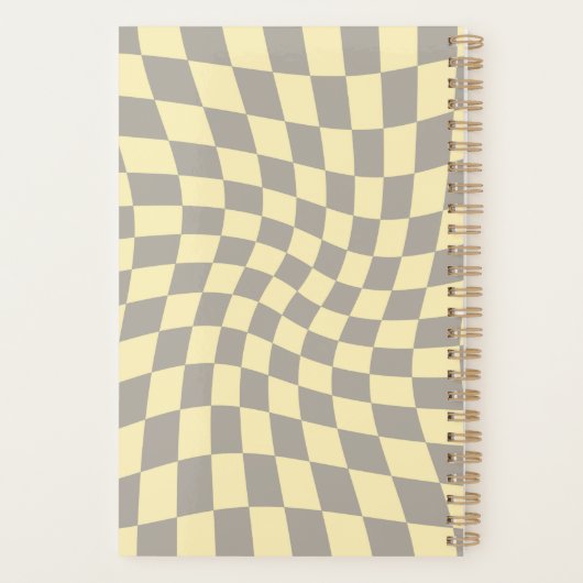 Retro Geel Geel Pastel gekarkeerd Planner (Achterkant)