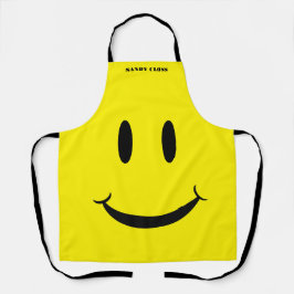 Retro Geel Gelukkig Gezicht Glimlachend patroon Schort