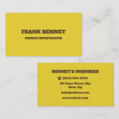 Retro Geel Privé Onderzoeker Visitekaartje (Voorkant / Achterkant)