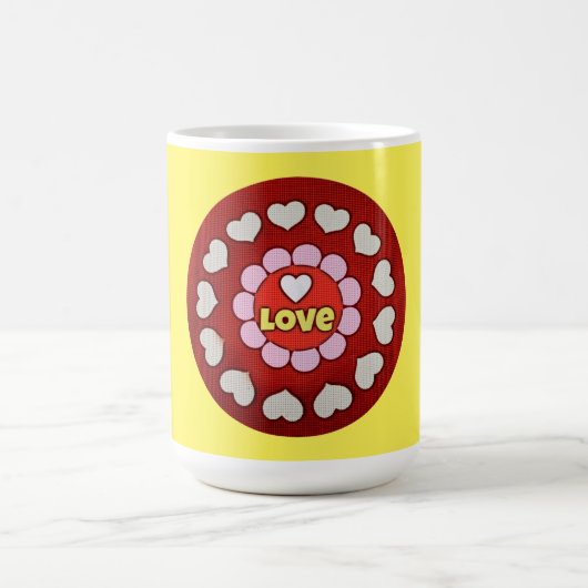 Retro Geel Rood Hart Liefde Mok Cup (Center)